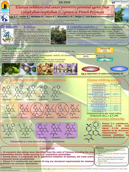 Leu T.* 1, Soulet S. 1, Herbette G. 2, Faure R. 2, Bianchini J.-P. 1, Meijer L. 3 and Raharivelomanana P 1. * to: 1 Laboratoire.