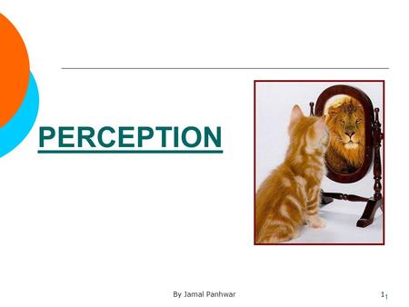 By Jamal Panhwar1 PERCEPTION 1. By Jamal Panhwar2 2 When you change the way you look at things, the things you look at change.