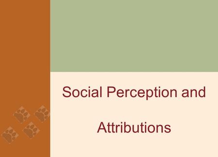 Social Perception and Attributions