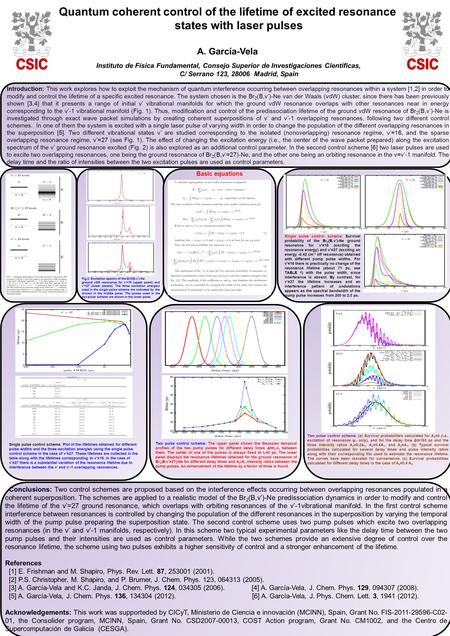 Quantum coherent control of the lifetime of excited resonance states with laser pulses A. García-Vela Instituto de Física Fundamental, Consejo Superior.