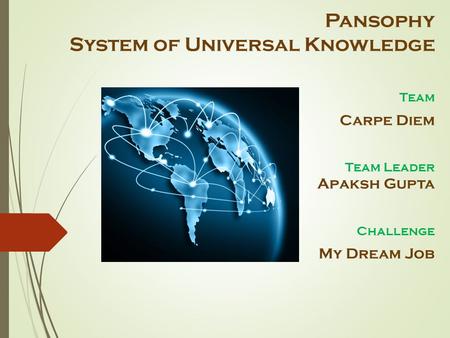 Team Carpe Diem Team Leader Apaksh Gupta Challenge My Dream Job Pansophy System of Universal Knowledge.