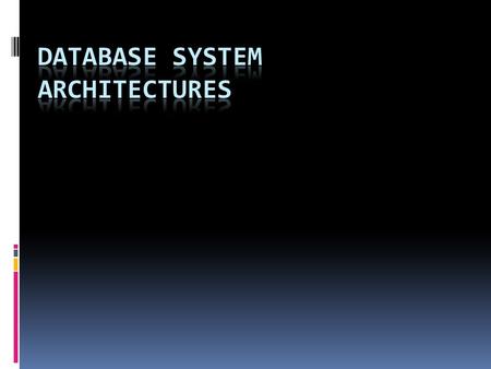 Personal Computer - Stand- Alone Database  Database (or files) reside on a PC - on the hard disk.  Applications run on the same PC and directly access.