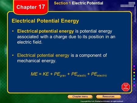 Electrical Potential Energy