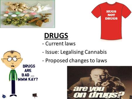 DRUGS - Current laws - Issue: Legalising Cannabis - Proposed changes to laws.