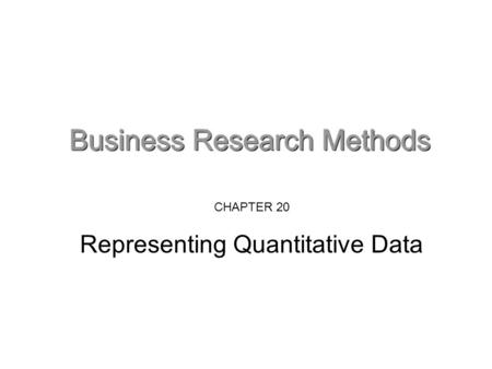 CHAPTER 20 Representing Quantitative Data. Why ‘re’present your numbers? Few people can extract meaning from arrays of numbers. Summarising them – whether.