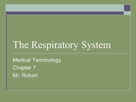 The Respiratory System