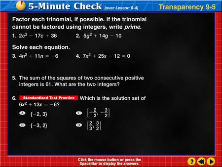 Transparency 5 Click the mouse button or press the Space Bar to display the answers.