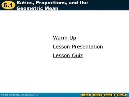 Warm Up Lesson Presentation Lesson Quiz