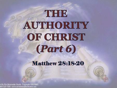 Introduction : 1. Matthew 28:18-20: Christ proclaimed His authority: we must submit to receive salvation.