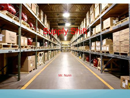 Supply Shift Mr. Nunn. Supply Curve A graph that shows the amount of a good sellers are willing and able to sell at various prices.