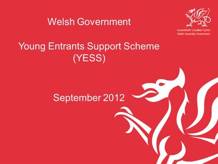 Welsh Government September 2012 Young Entrants Support Scheme (YESS)