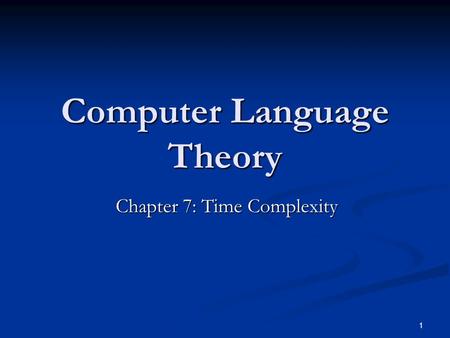 Computer Language Theory