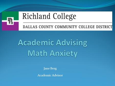 Academic Advising Math Anxiety