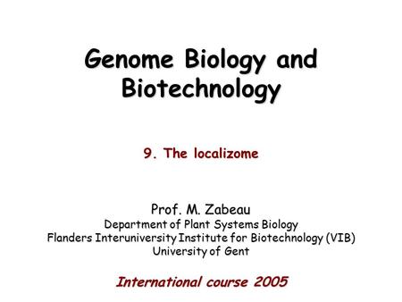 Genome Biology and Biotechnology