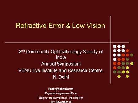 Refractive Error & Low Vision