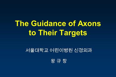 The Guidance of Axons to Their Targets