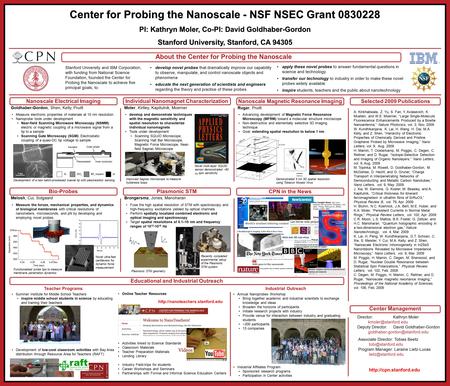 Center for Probing the Nanoscale - NSF NSEC Grant 0830228 PI: Kathryn Moler, Co-PI: David Goldhaber-Gordon Stanford University, Stanford, CA 94305 About.