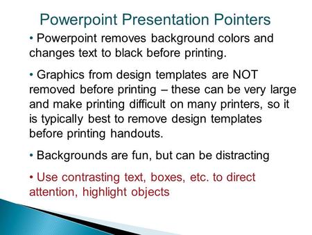 Powerpoint Presentation Pointers