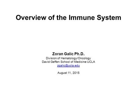 Overview of the Immune System