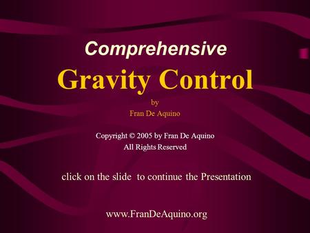 Gravity Control Comprehensive