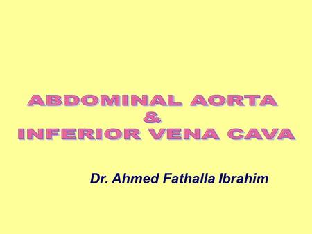 ABDOMINAL AORTA & INFERIOR VENA CAVA Dr. Ahmed Fathalla Ibrahim.