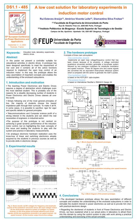 10 th European Conference on Power Electronics and Applications September 2 – 4, 2003 Toulouse, France A low cost solution for laboratory experiments in.