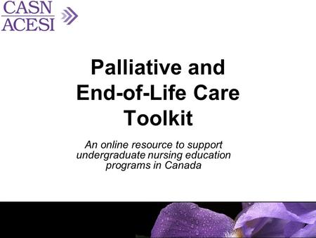 An online resource to support undergraduate nursing education programs in Canada Palliative and End-of-Life Care Toolkit.