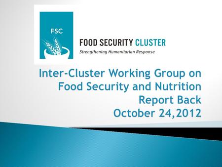  Provide Operational/Coordination/Technical Direction/Guidance to the gFSC on key areas of synergy between the Nutrition and Food Security Clusters in.