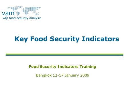 Key Food Security Indicators Food Security Indicators Training Bangkok 12-17 January 2009.