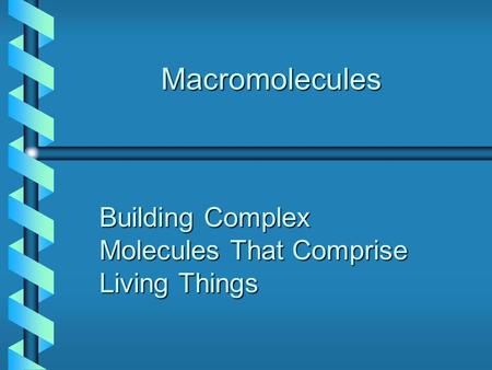 Macromolecules Building Complex Molecules That Comprise Living Things.