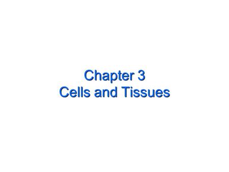 Chapter 3 Cells and Tissues