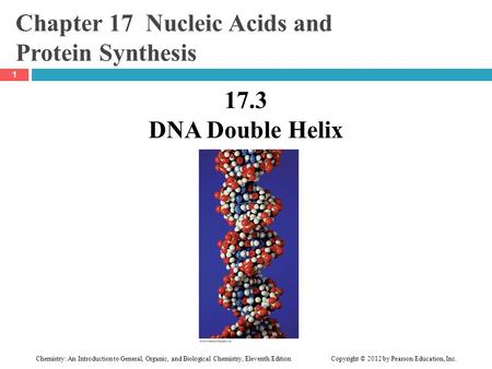 Chemistry: An Introduction to General, Organic, and Biological Chemistry, Eleventh Edition Copyright © 2012 by Pearson Education, Inc. Chapter 17 Nucleic.