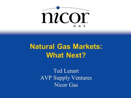 Natural Gas Markets: What Next? Ted Lenart AVP Supply Ventures Nicor Gas.