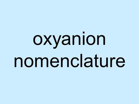 oxyanion nomenclature