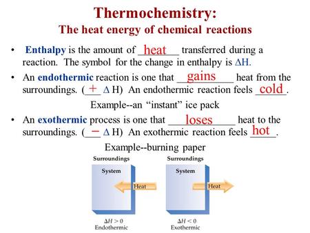 Thermochemistry: The heat energy of chemical reactions