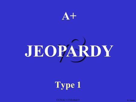 CCNA1 v3 Module 9 v3 A+ Type 1 JEOPARDY K. Martin.