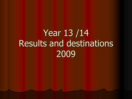 Year 13 /14 Results and destinations 2009. Architecture Ben Davies BDE D (AS) Architectural technology Liverpool John Moores David Stanley ACC Architecture.