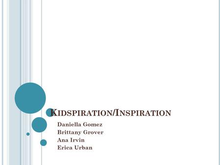 K IDSPIRATION /I NSPIRATION Daniella Gomez Brittany Grover Ana Irvin Erica Urban.