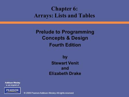 Chapter 6: Arrays: Lists and Tables