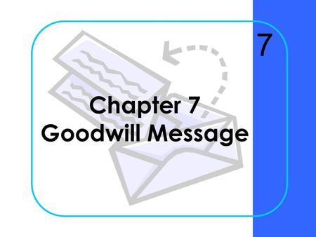 Chapter 7 Goodwill Message 7 Chapter 7Krizan Business Communication ©20052 Why are congratulation messages effective in building goodwill?