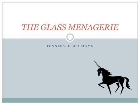 TENNESSEE WILLIAMS THE GLASS MENAGERIE. BACKGROUND Tennessee Williams born Thomas Lanier Williams in 1911, Mississippi Very close to his sister Rose who.