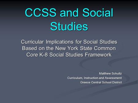 CCSS and Social Studies