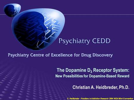 C. Heidbreder - Frontiers in Addiction Research 2004 NIDA Mini-Convention The Dopamine D 3 Receptor System: New Possibilities for Dopamine-Based Reward.