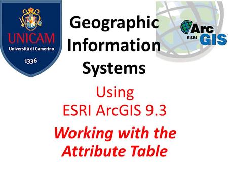 Geographic Information Systems Using ESRI ArcGIS 9.3 Working with the Attribute Table.