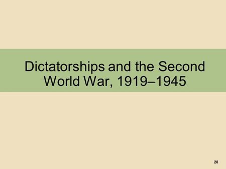 Dictatorships and the Second World War, 1919–1945 28.