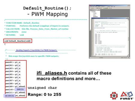 Default_Routine(); - PWM Mapping /******************************************************************** * FUNCTION NAME: Default_Routine * PURPOSE: Performs.