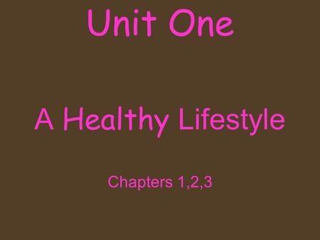 A Healthy Lifestyle Chapters 1,2,3