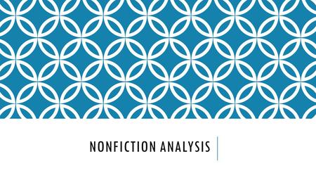 NONFICTION ANALYSIS. JOURNAL #18: EDUCATION QUICKWRITE Respond to the following prompt in a paragraph response: What is the purpose of education?