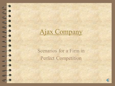 Ajax Company Scenarios for a Firm in Perfect Competition.