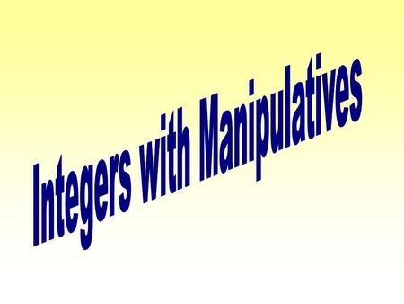 Operations with integers can be modeled using two-colored counters. Positive +1 Negative.